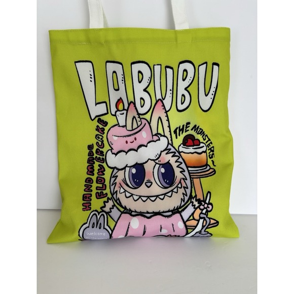 Gift Set 5pcs- Labubu Tote Bag, Shoe Charms, Hair Brush, Stick On Nail Set NEW - Picture 2 of 12
